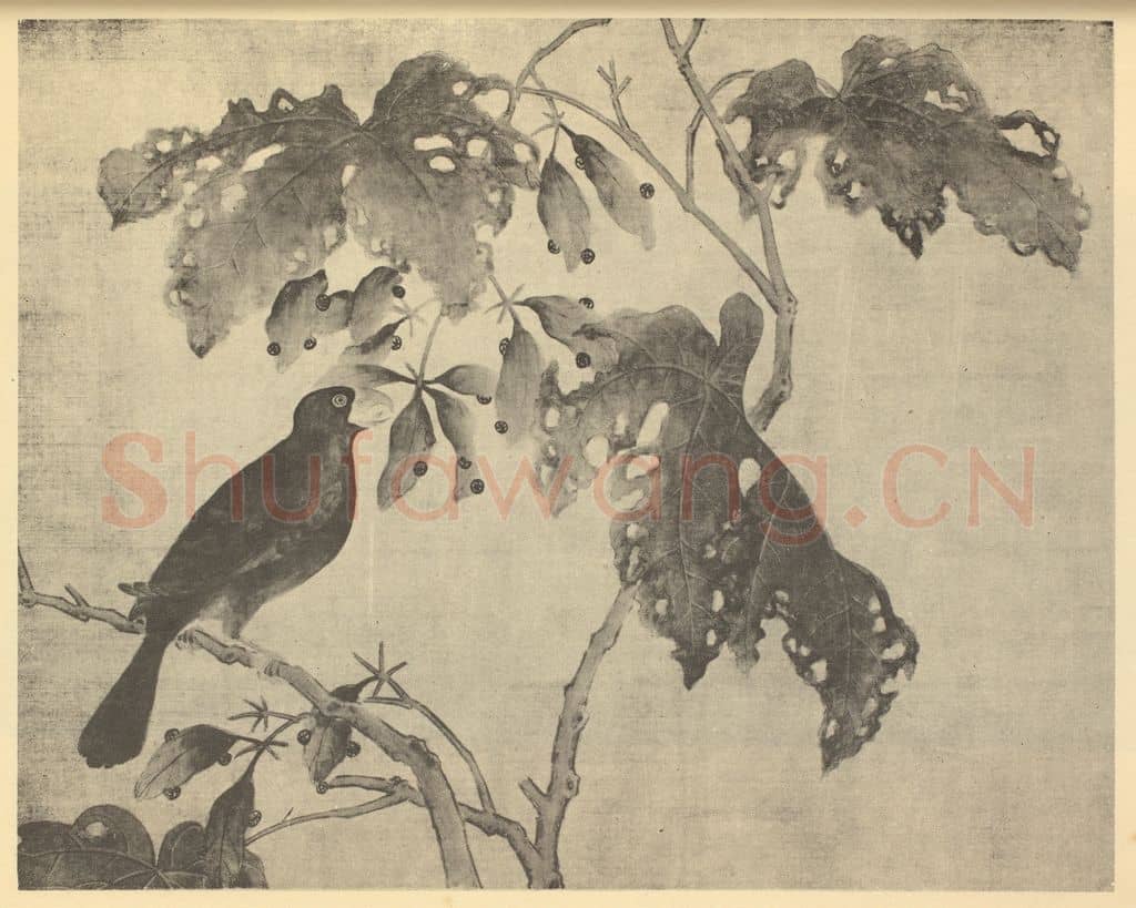 宋·辽 林椿《桐树栖禽》国画作品