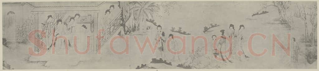 清 改琦《临仇十洲美人图卷(三)》国画作品