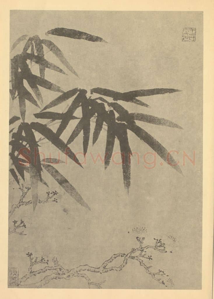 清 金俊明《梅竹》国画作品