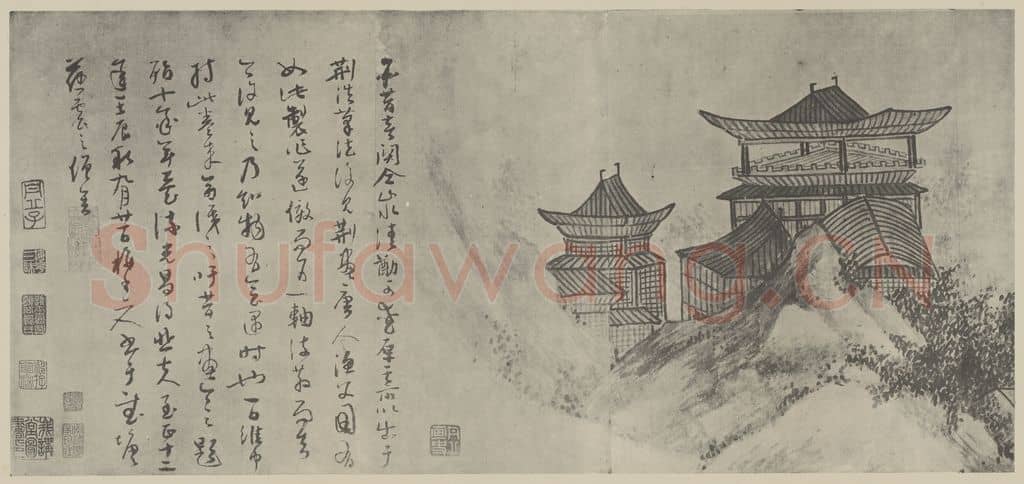元 吴镇《渔父图卷(七)》国画作品
