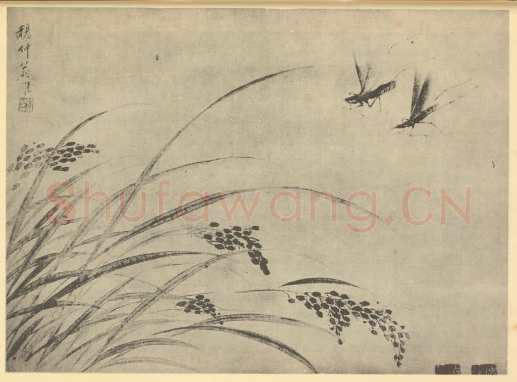 清 翁雒《矾螽图》国画作品