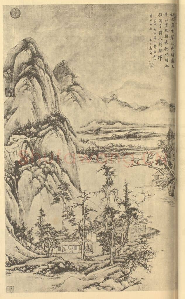清 高简《山水》国画作品