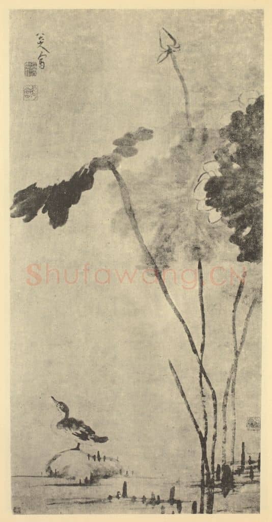 清 朱耷《莲塘野鸭图》国画作品