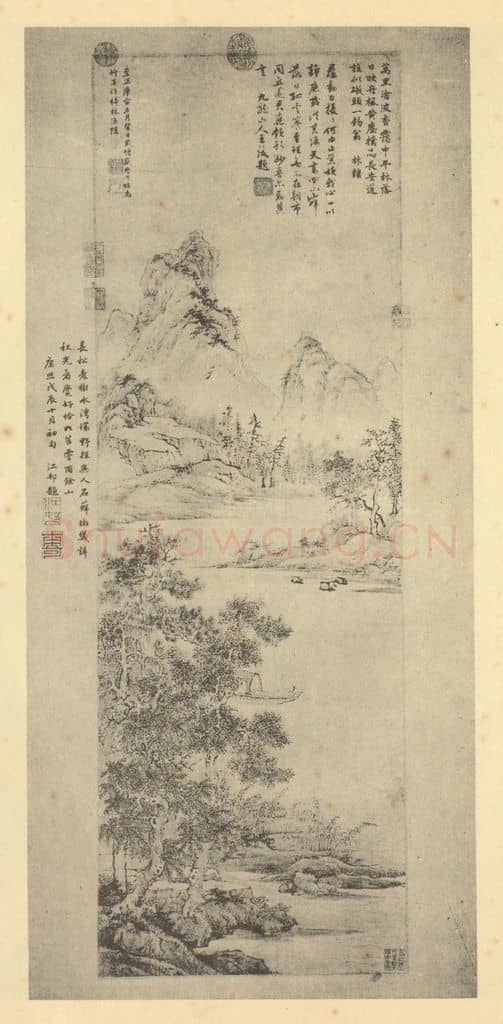 元 盛懋《山水轴(一)》国画作品