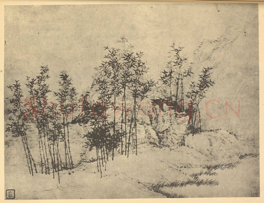 清 蔡嘉《竹石》国画作品
