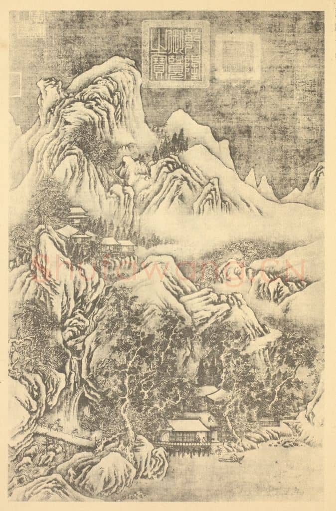 元 元人《买鱼沽酒图》国画作品