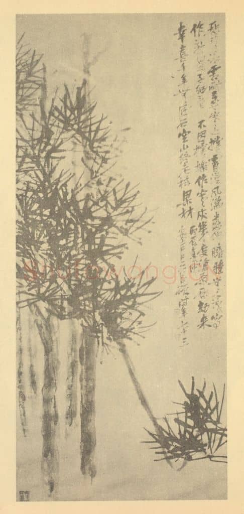 清 吴昌硕《画松》国画作品