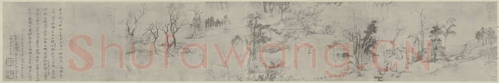 清 王翚《仿曹知白西林禅室图卷》国画作品