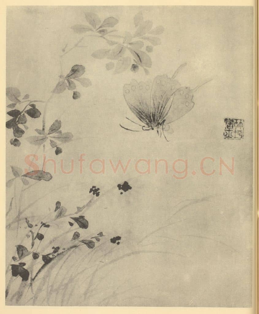 清 汪恭《蝴蝶图》国画作品