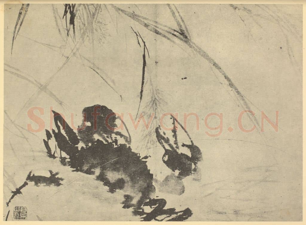 明 陈淳《稻蟹图》国画作品