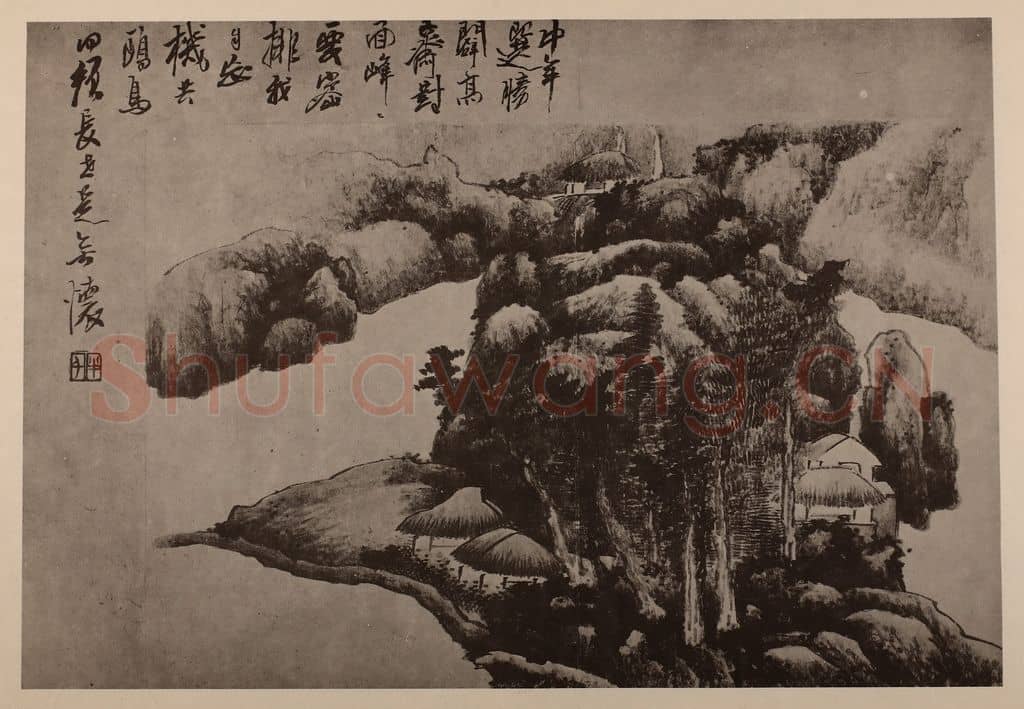 清 龚贤《山水册(十二)》国画作品