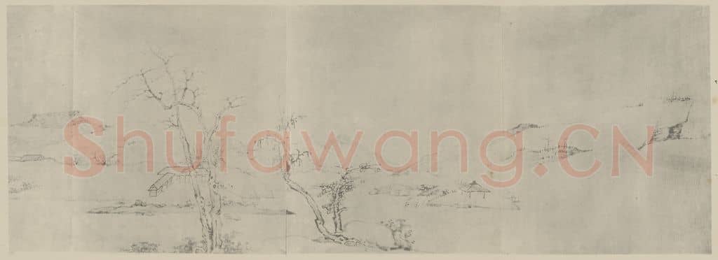 清 释弘仁《晓江风便图卷（一）》国画作品