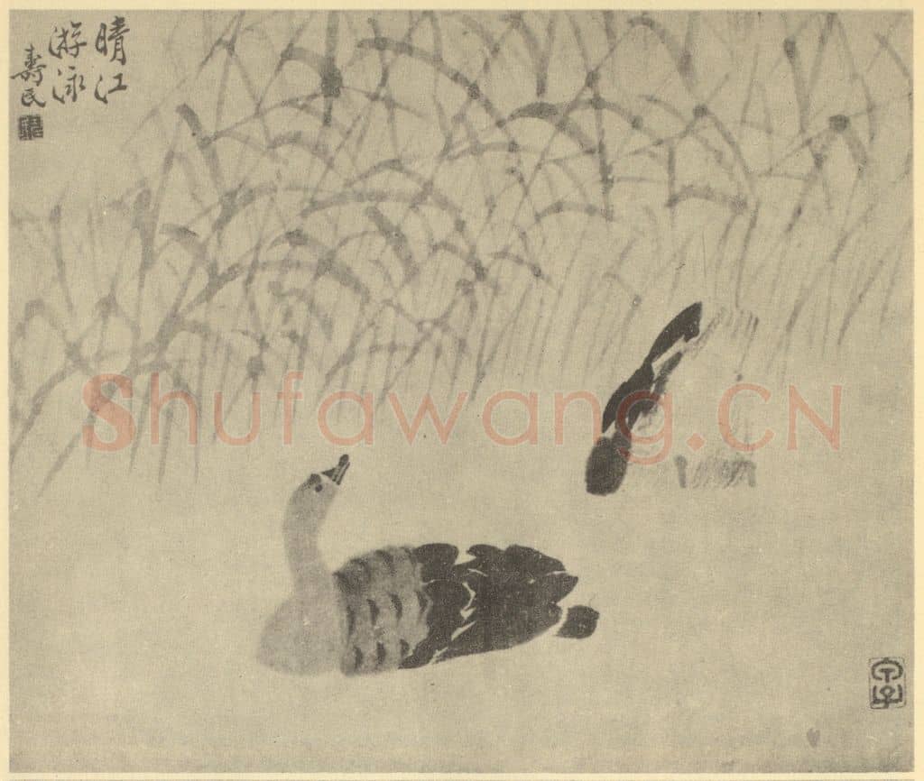 清 边寿民《芦雁图(五)》国画作品