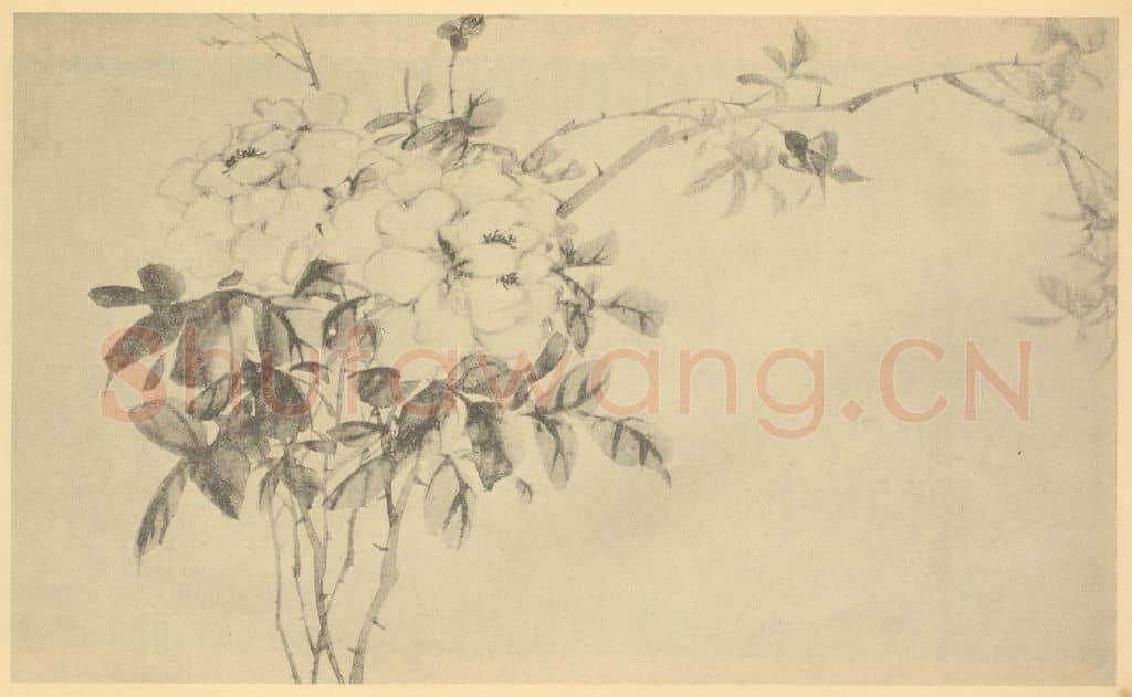 清 吴熙载《蔷薇》国画作品