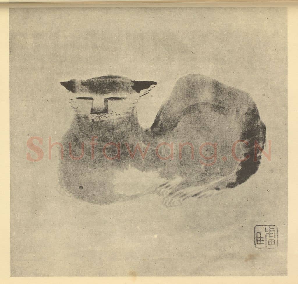 清 朱耷《画猫》国画作品