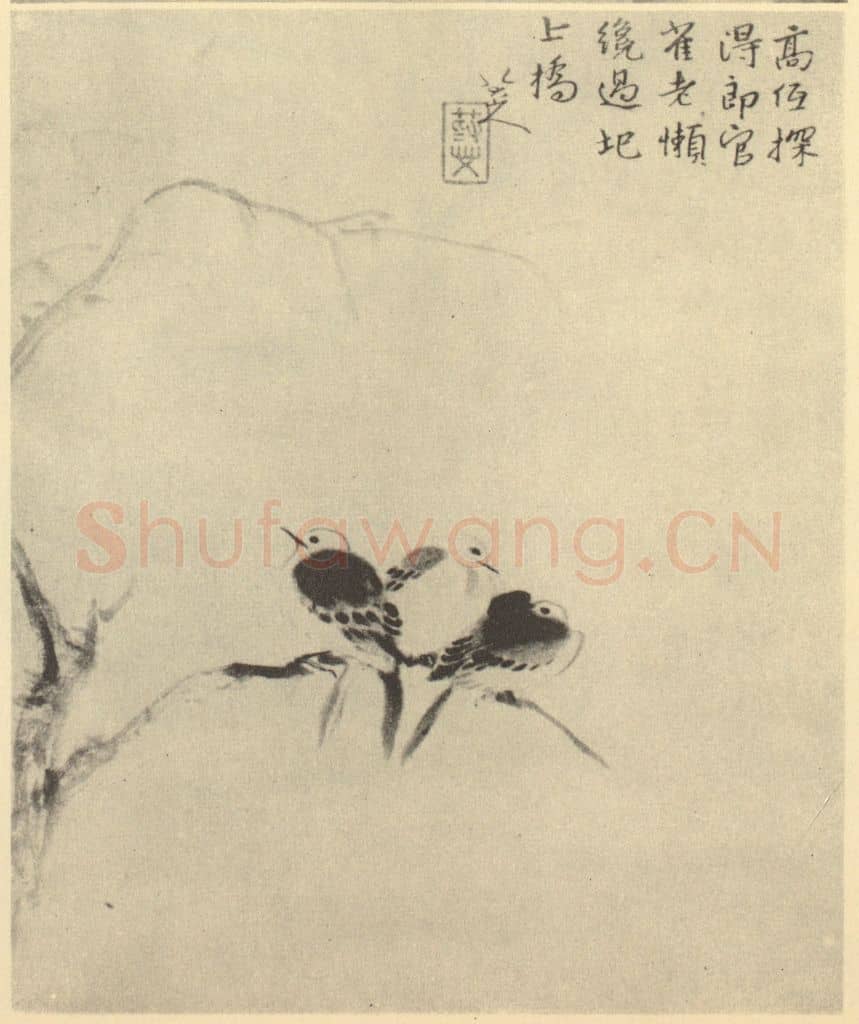 清 朱耷《白雀图》国画作品