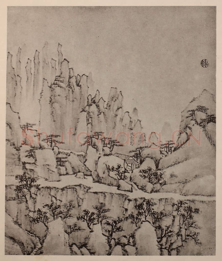 清 弘仁《黄山山水册(十二)》国画作品