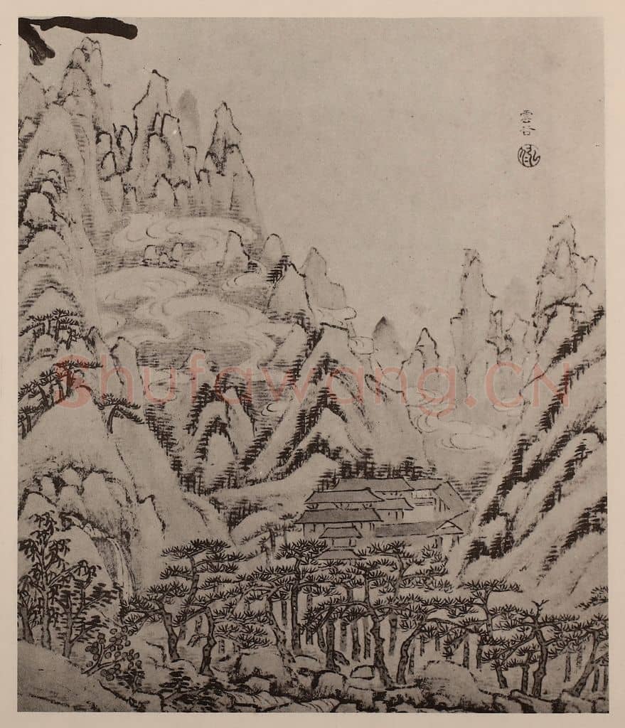 清 弘仁《黄山山水册(十九)》国画作品