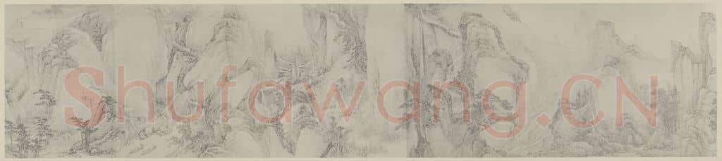 清 高简《仿江贯道山水卷（三）》国画作品