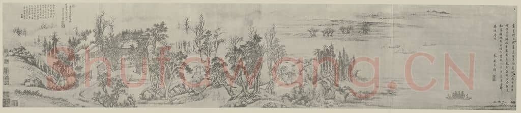 清 王翚《载竹图卷》国画作品