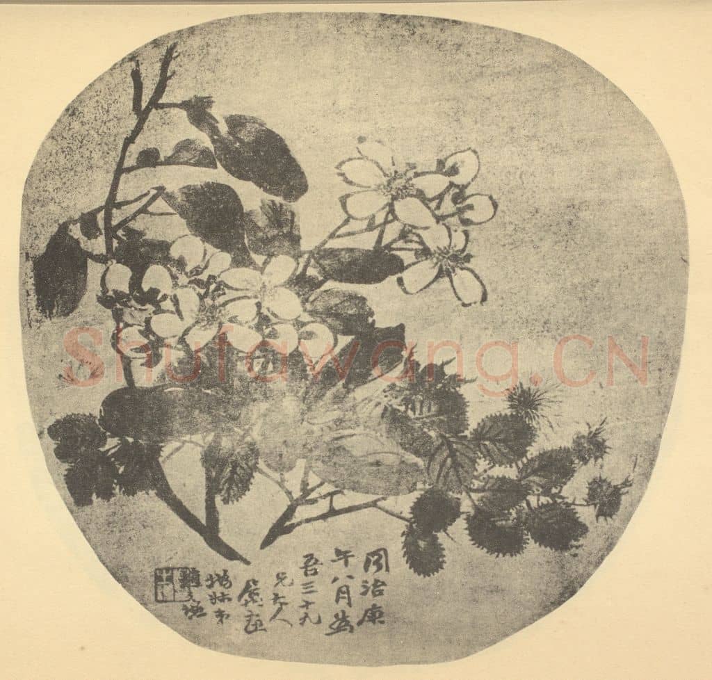 清 赵之谦《茉莉·金丝桃》国画作品