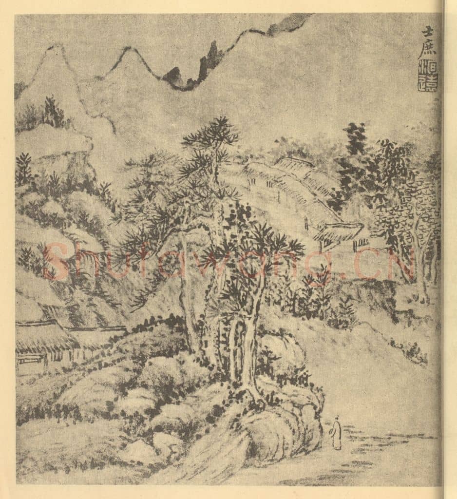 清 方士庶《山水图(六)》国画作品