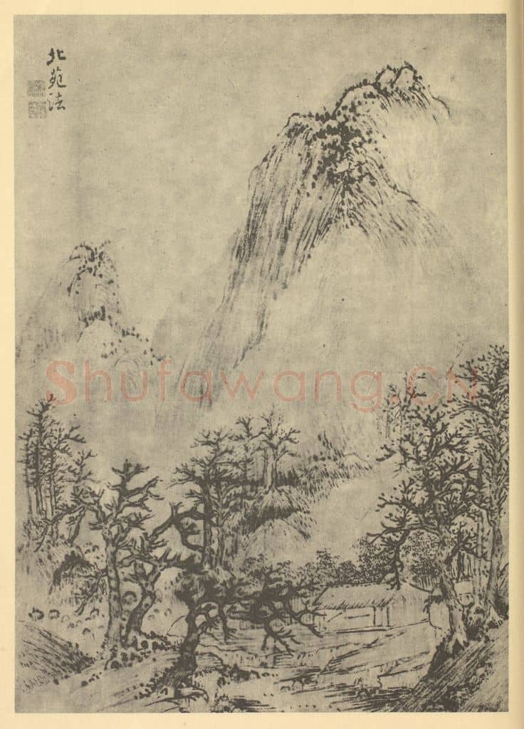 明 张宏《山水图(四)》国画作品