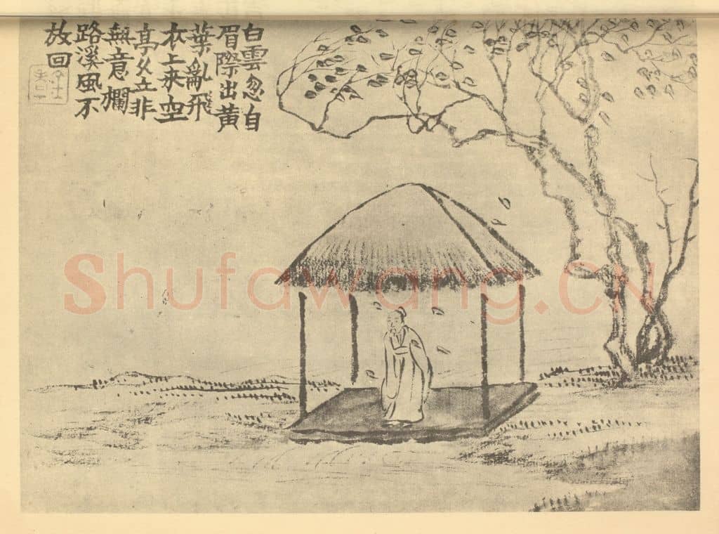 清 金农《黄叶乱飞图》国画作品
