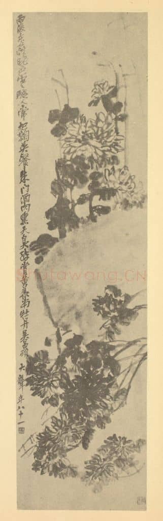 清 吴昌硕《菊石》国画作品