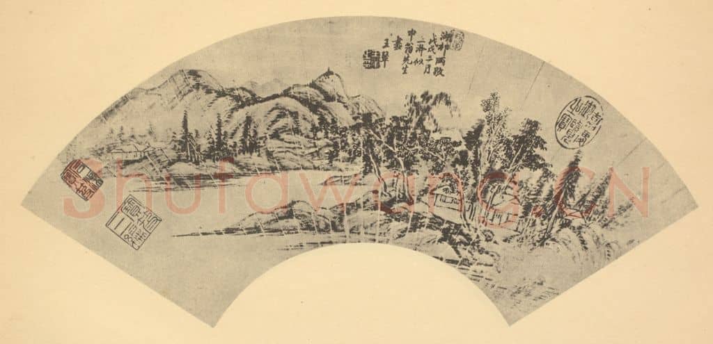 清 王翚《山水扇面图(十二)》国画作品