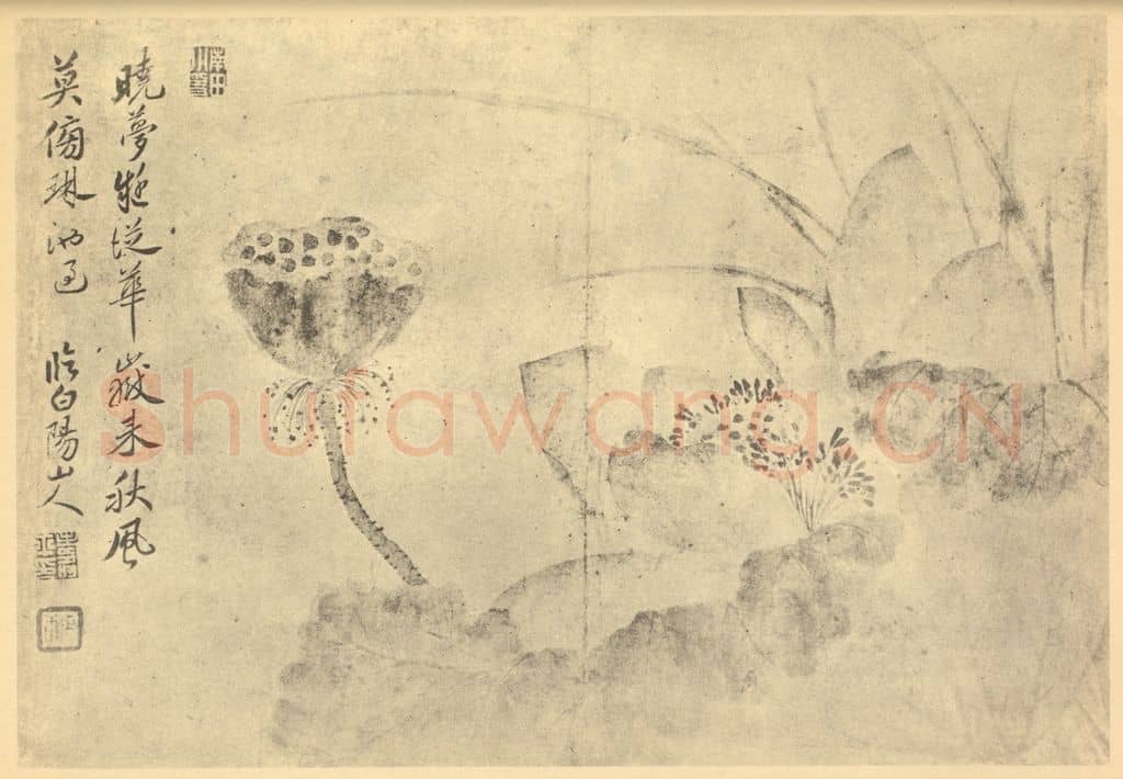清 恽寿平《荷花图》国画作品