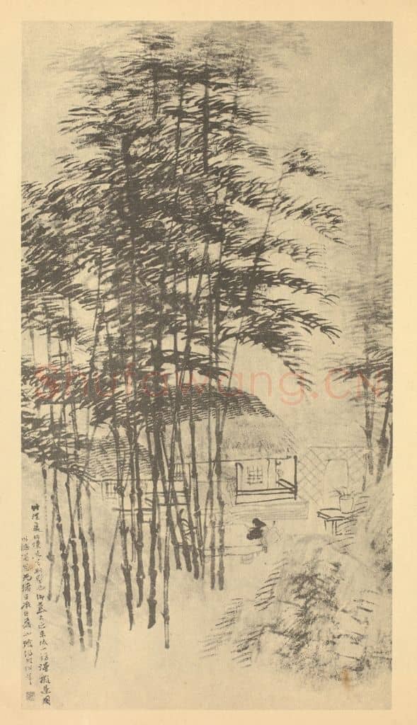 清 任颐《山水轴(一)》国画作品