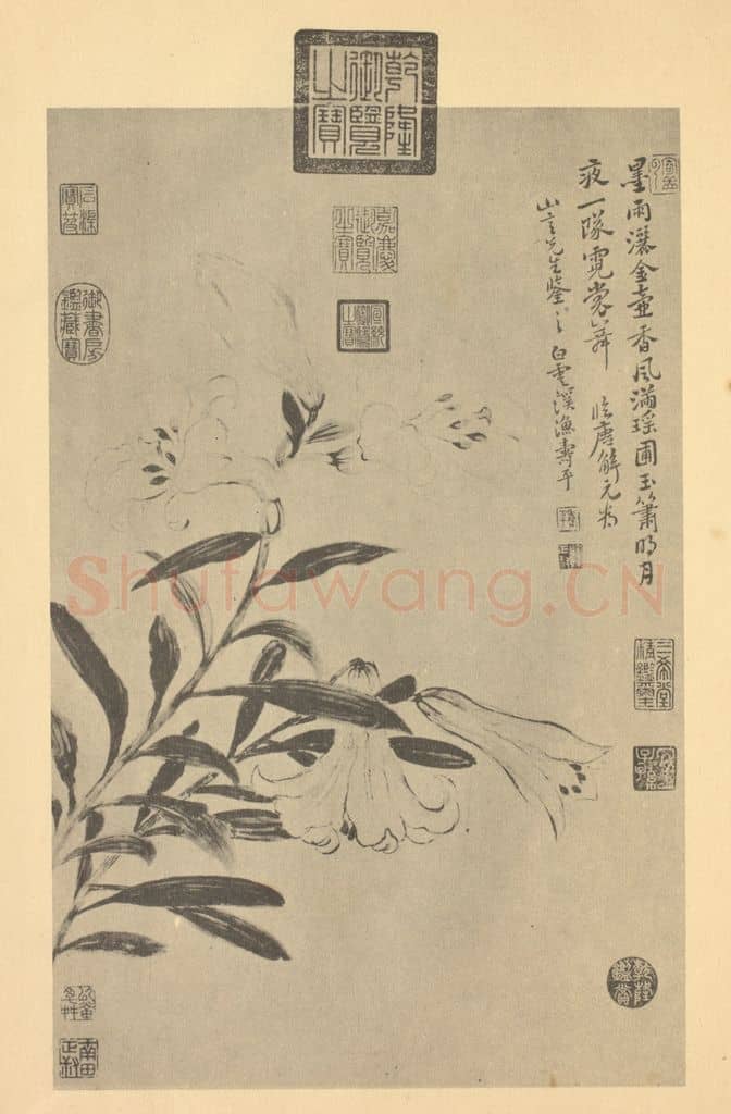 清 恽寿平《百合》国画作品