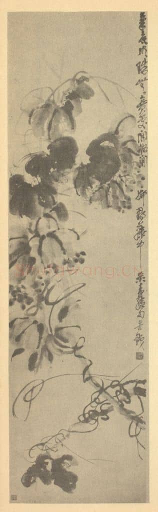 清 吴昌硕《葡萄》国画作品