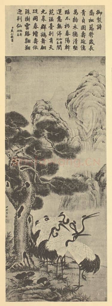 明 吕纪《松鹤长春图》国画作品