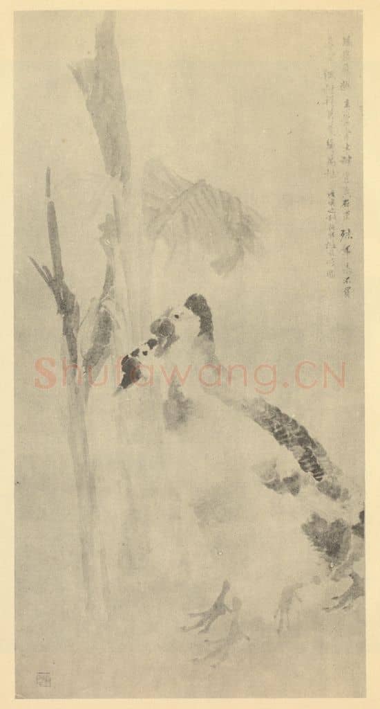 清 任颐《群鹅芭蕉图》国画作品