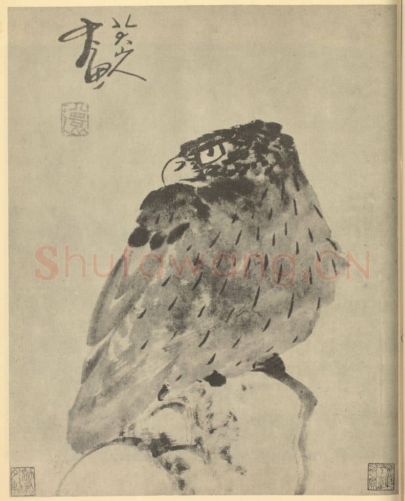 清 朱耷《画鹰》国画作品