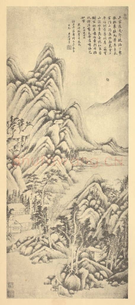 清 吴伟业《山水轴(二)》国画作品