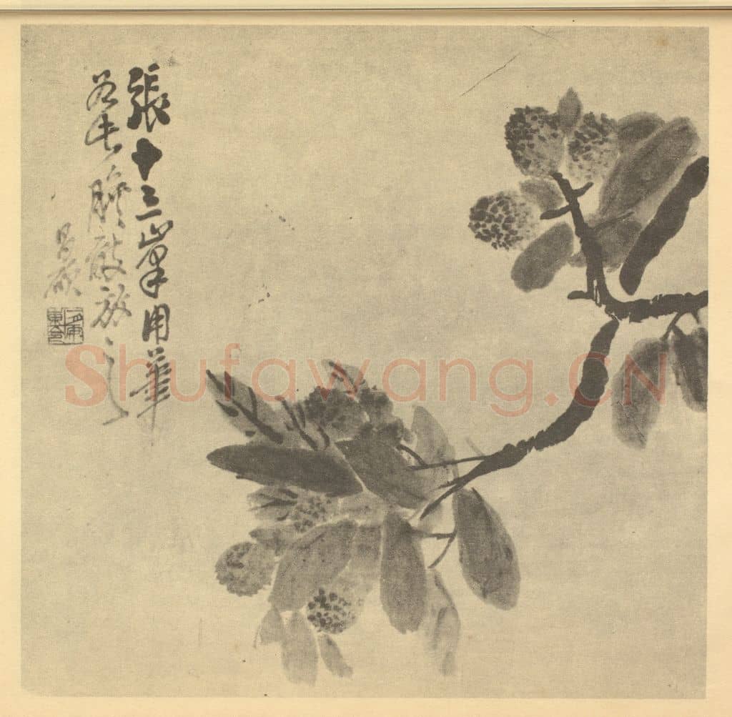 清 吴昌硕《荔枝》国画作品