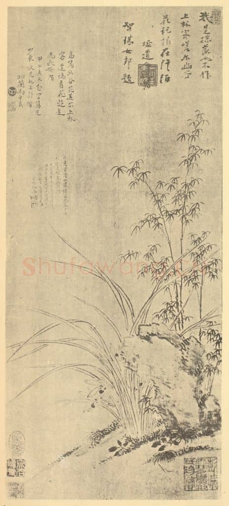 明 马守真《兰竹石》国画作品
