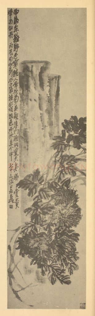 清 吴昌硕《菊石》国画作品