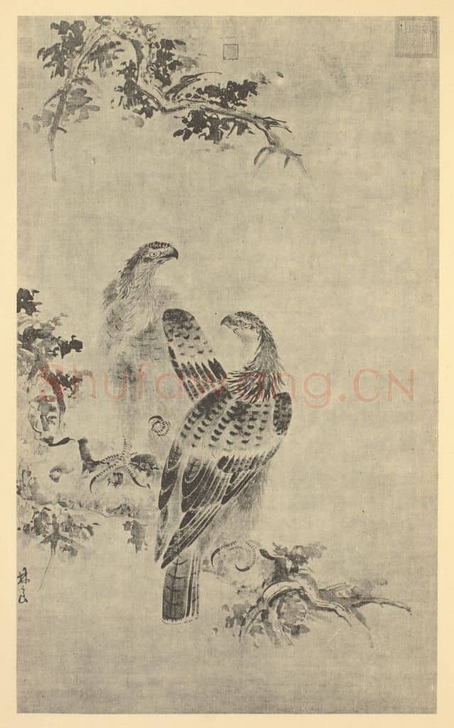 明 林良《秋鹰图》国画作品