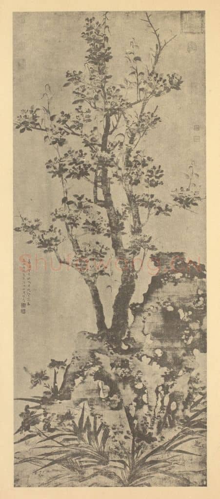 明 陈栝《海棠图》国画作品