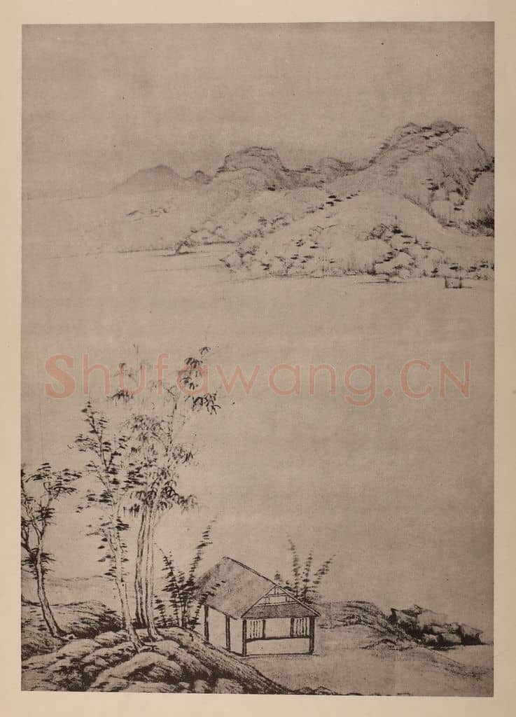 明 董其昌《摹倪瓒·山水》国画作品