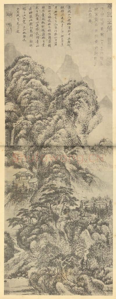 元 王蒙《山水轴（六）》国画作品