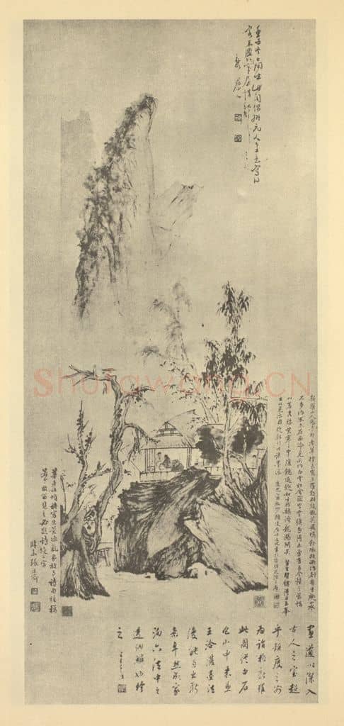 清 华岩《山水轴（一）》国画作品