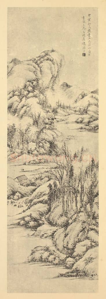 清 顾麟士《山水轴（三）》国画作品