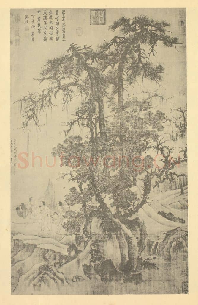 元 唐棣《山水轴》国画作品