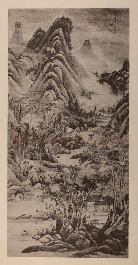 清 王时敏《山色水光图轴》国画作品