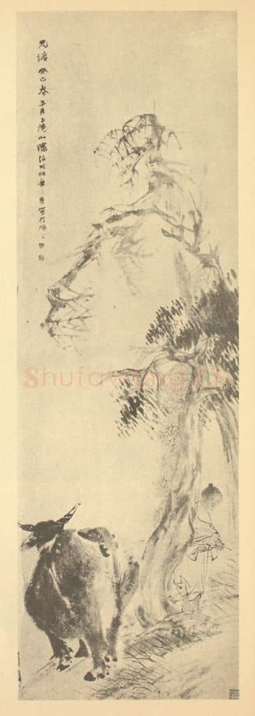 清 任颐《牧牛图》国画作品